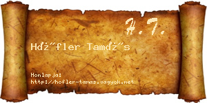 Höfler Tamás névjegykártya